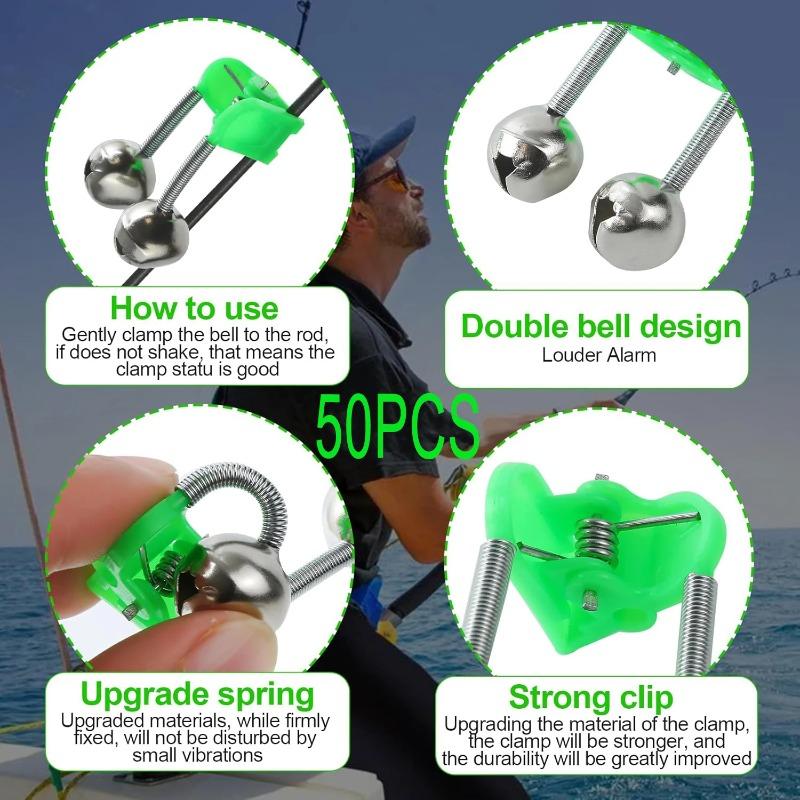 50pcs Fishing Colored Bell Copper Bell Throwing Rod Bell Sea Rod Fishing Alarm Fishing Gear Outdoors Fishing Supplies