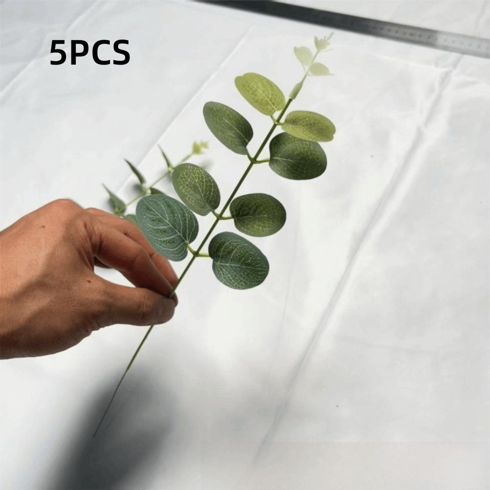 

5 шт. Искусственные цветы Искусственные смешанные стебли листьев эвкалипта Растение Свадебный букет Свадебный венок Листья серебряного доллара