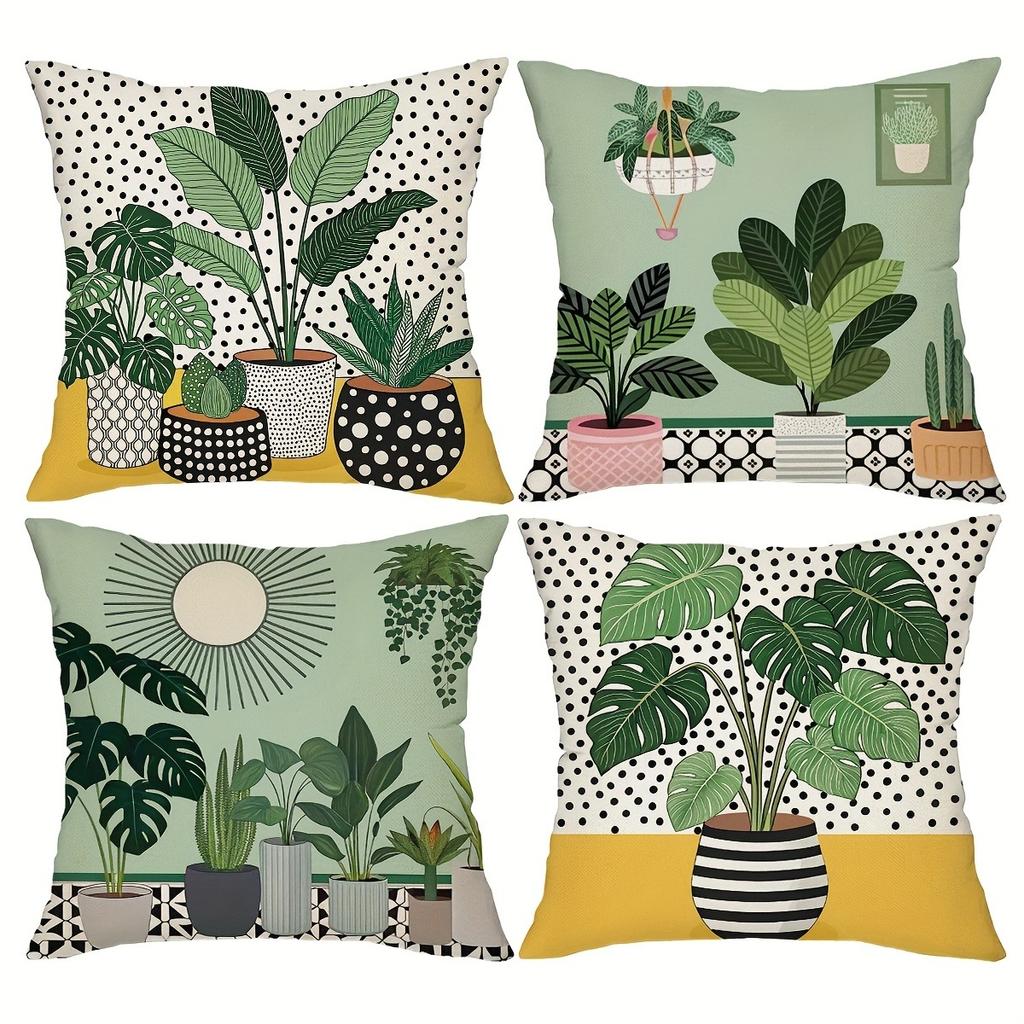 Charming Indoor Plant Pillow CoversLiving Room Sofa Cushion Cover, Soft and Comfortable, Bedroom Room Decoration