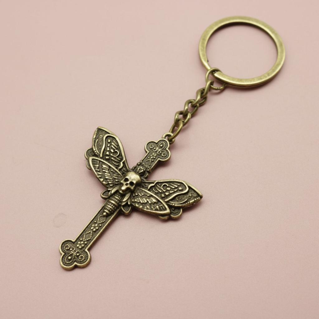 Hot Selling Jewelry, Simple Moth Cross Keychain Pendant