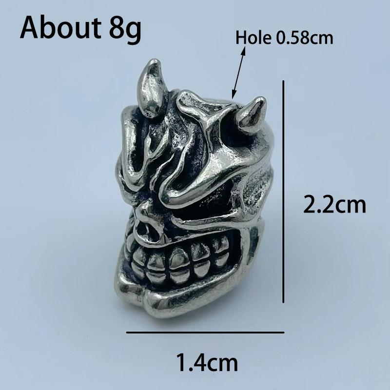 Brass Devil Skull Head Knife Beads Edc Outdoor Flashlight Woven Lanyard Charms Punk Diy Paracord Bracelets Pendants Accessories