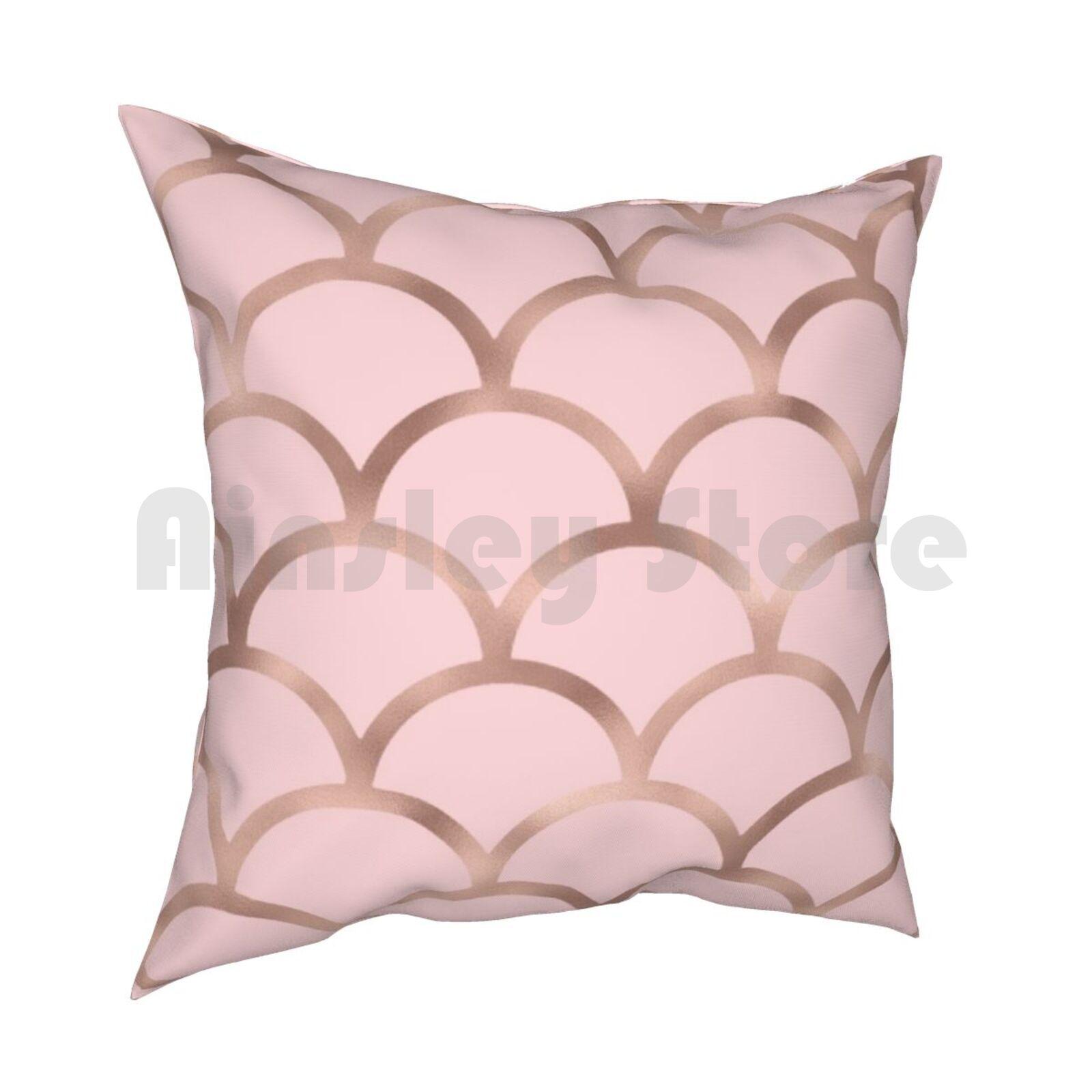 Rose Gold Mermaid Scales Pillow Case Printed Home Soft DIY Pillow Cover Rose Gold Rosegold Copper Pink Peach Pink Rose Gold 30x30cm 12x12in