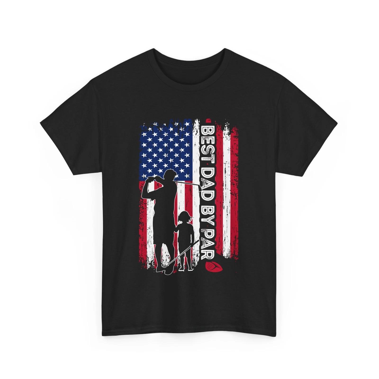 Golf Shirt, American Flag Best Dad by Par Golf Player Father s Day Shirt S