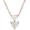 NON BRAND - Twin Heart Diamond KF SI2 I1Necklace 18K Pink Gold/diamond Array
