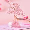 Handmade Rose Quartz Love Tree Ornament with Peach Blossom Natural Stone Base - Unique Birthday Gift for Girls Bedroom Decor