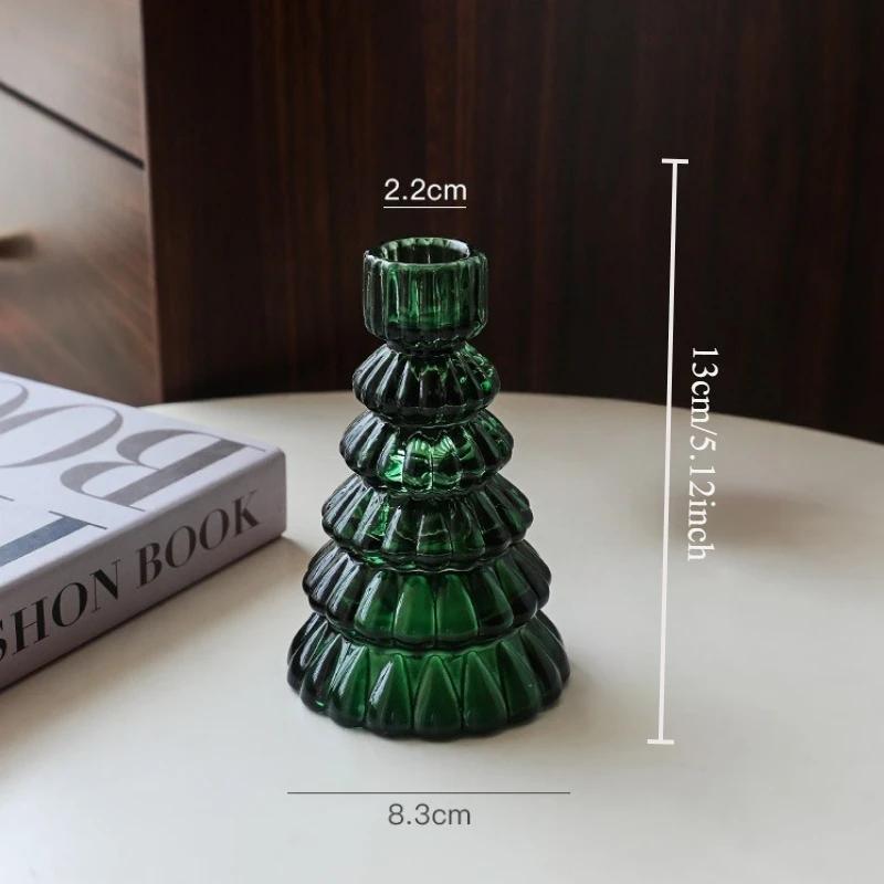 

1 шт. Подсвечник в виде рождественской елки, Современный минималистичный стеклянный орнамент, Рождественские украшения, Реквизит для праздничной атмосферы, Декор для дома 1Pc зелёный