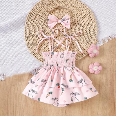 Babykleding: Rompertje met ruches en bubbelpatroon, pasgeboren model, schattig konijntje, zomerkleding voor peuters