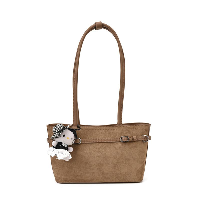 Pu Suede Shoulder Bag For Women With Zipper Closure And Inner Pouch For Daily Use