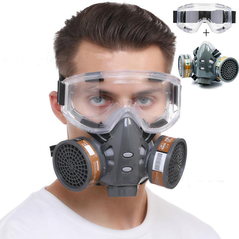 8200 Set de mască pe jumătate completă, rezistentă la praf, cu ochelari de protecție, vopsea pulverizată, decorare chimică cu pesticide, cu filtru respirator