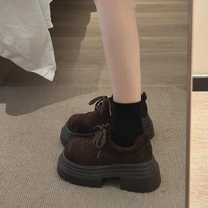 Designer Vintage Women Mary Jane Shoes Fashion Lace Up 2025 Spring Autumn Platform Single Shoes