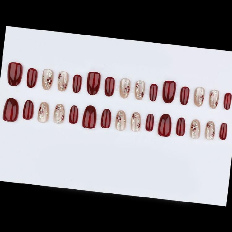 Unghia Artificiale Elegante Rosso Vino Occhio di Gatto Effetto Scintillante Unghia Finta Facile da Pressare per Qualsiasi Occasione Eventi Decorazioni
