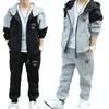Kids Boys Color Block Sweatsuit Outfitp Hooded Children's Set Boys' Spring Autumn Style Children's Cardigan