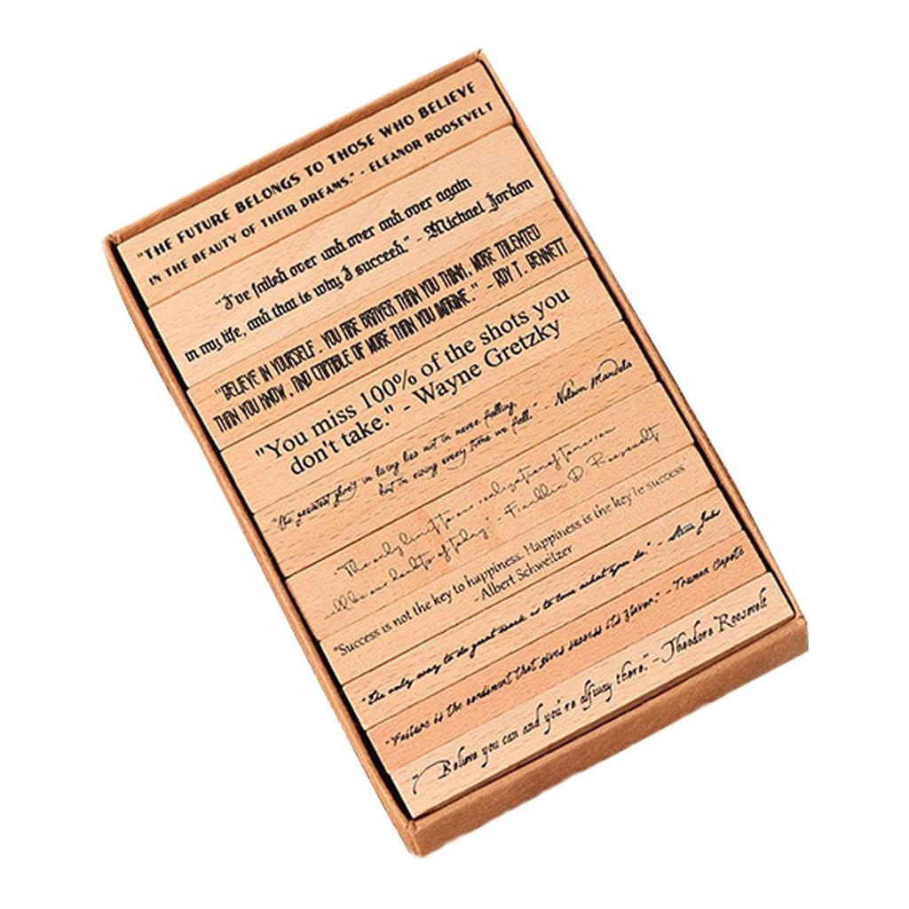 Wood Stamp Set Handmade Motivational Quotes for Art Projects Crafts Album