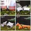 1 Paar Kunstharzhandwerk Sukkulenten Bonsai Puppenhaus Miniatur Bank Hocker Mikrolandschaften Parkstuhl Figuren Feengarten Deko