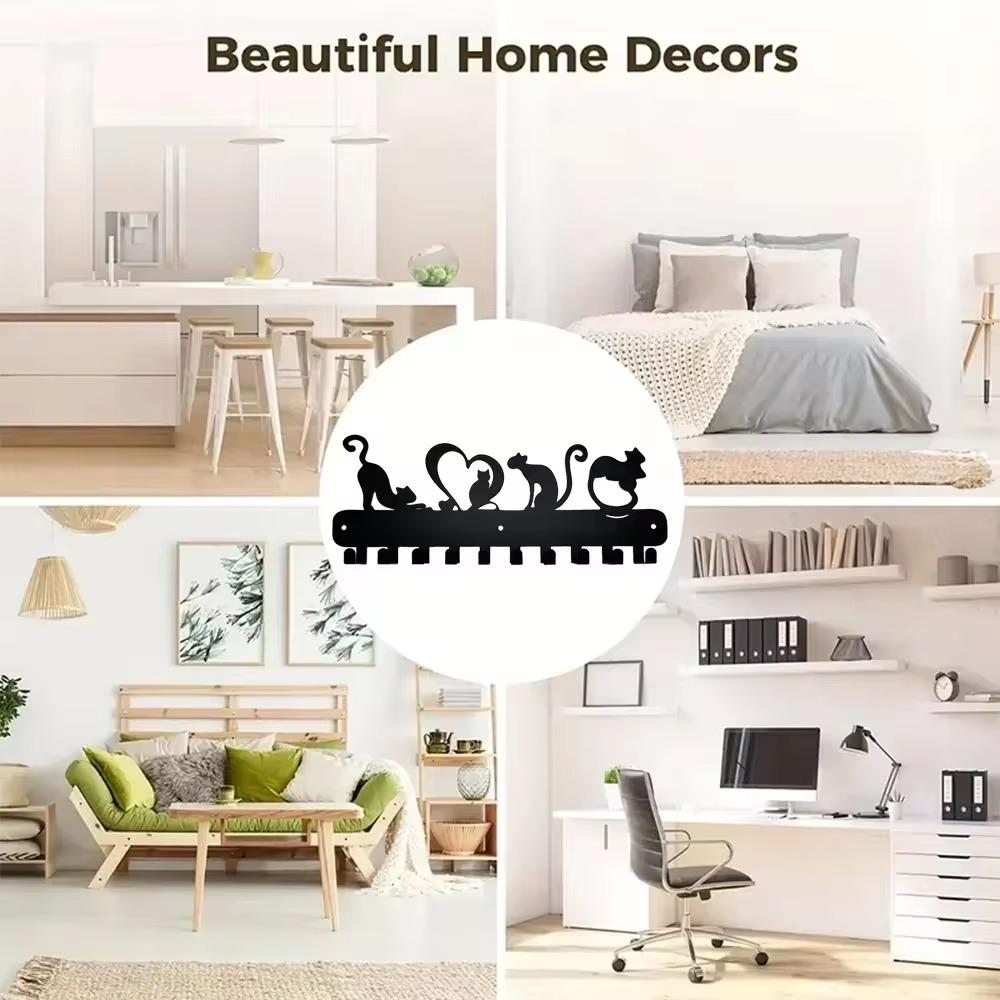 1 шт. Металлический держатель для ключей с дизайном Love Cat - настенная стойка с крючком — фото 7