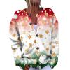 Women's Fashion Christmas Printed Long Sleeve Knitted Cardigan Button Down Jacket