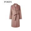 PORTS Women's Elegant Rose Pink Double-Faced Wool Lapel Coat