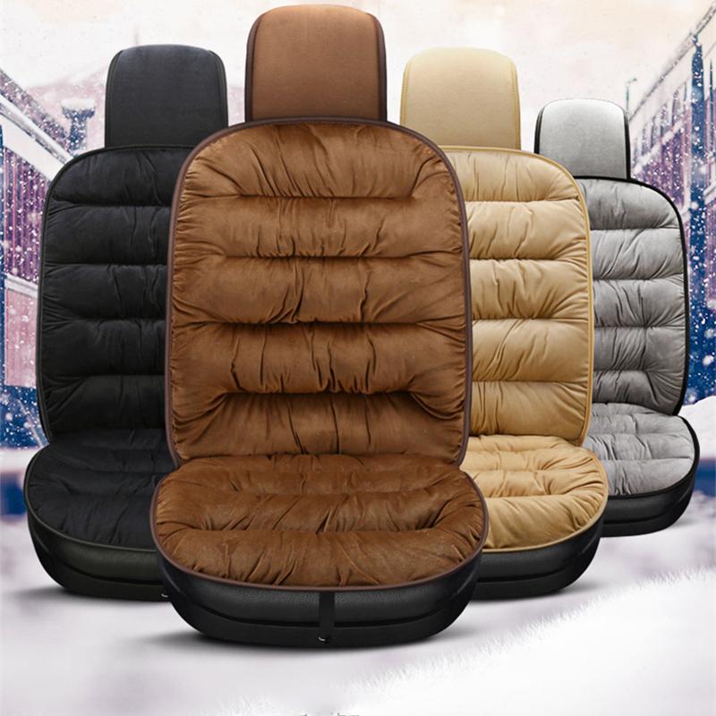 Universal Luxury Car Seat Cover Cushion Thickened Warm Plush Cotton Non-slip Seat Cover Car Winter Interior Simple Solid Color