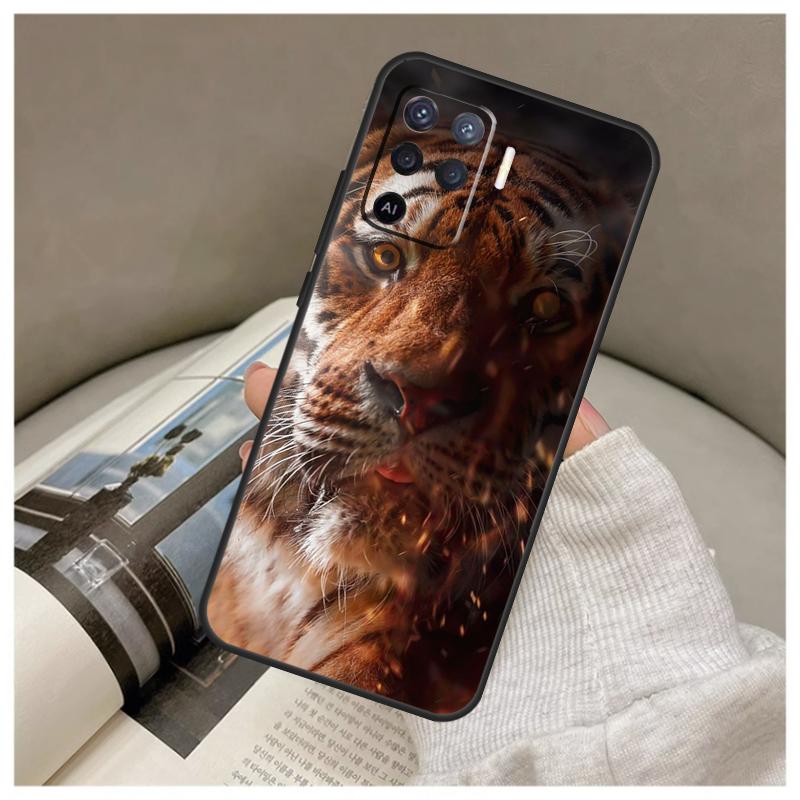 Tiger Face Case For Oppo A74 A94 A54 A18 A38 A58 A78 A98 A80 A60 A40 A96 A76 A16 A15 A17 A57 A77 A5 Pro