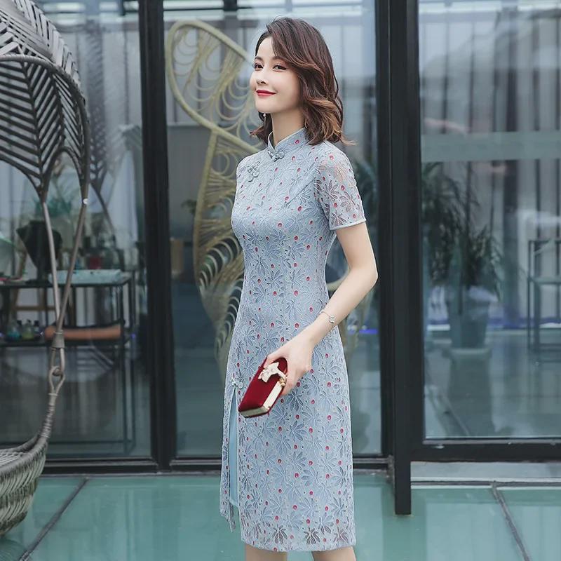 2025 Modern Lace Cheongsam: Slim Fit Ao Dai in Old Shanghai Style