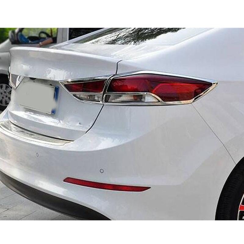 For Hyundai Elantra Avante 2016 2017 2018   Car Rear Back Light Lamp Hood Eyebrow Frame Stick ABS Chrome Cover Trim 4Pcs