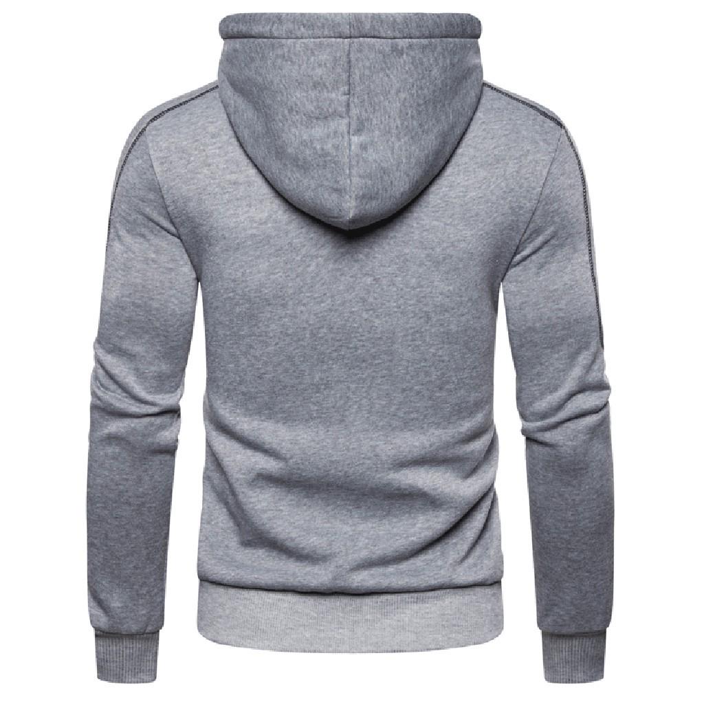 Men Autum Winter Long Sleeve Hooded Sweatshirt Zipper Outwear Tops Blouse