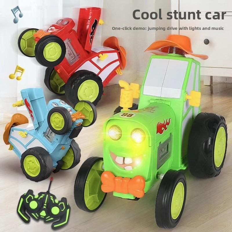 New and Unique Dancing Wireless Remote Control Jumping Stunt Car with Lights, Music, Swaying and Rolling, Electric Toy Car for Children.