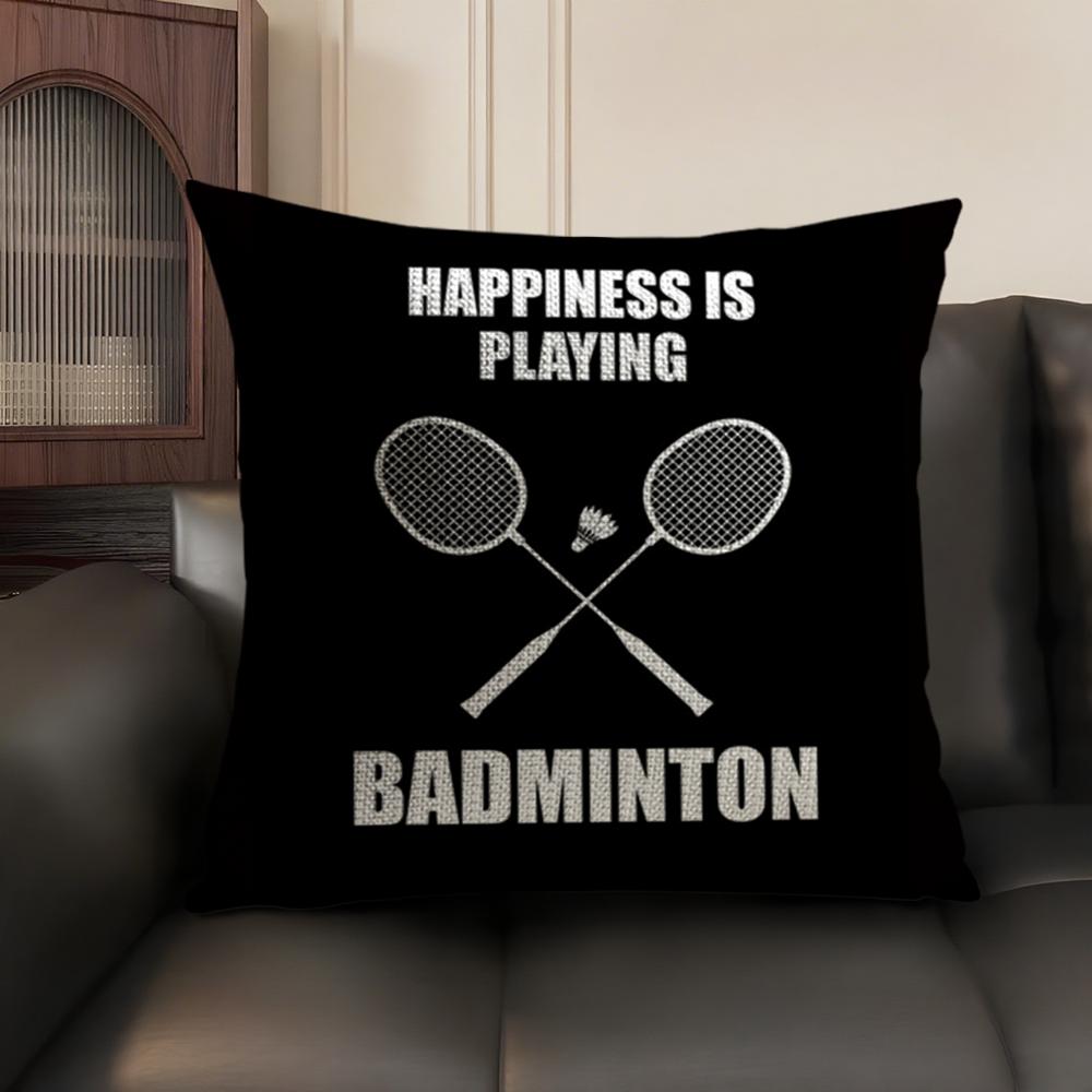 Badminton Sport Cushion Cover Natural Linen Organic Fabric DoubleSided Printing Sofa Home Decor Breathable Environmentally