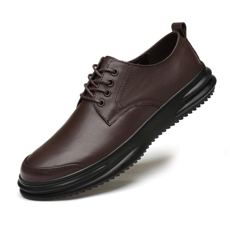 Men s Trendy Round Toe Leather Shoes - Formal Lace-up British Style for Autumn 43