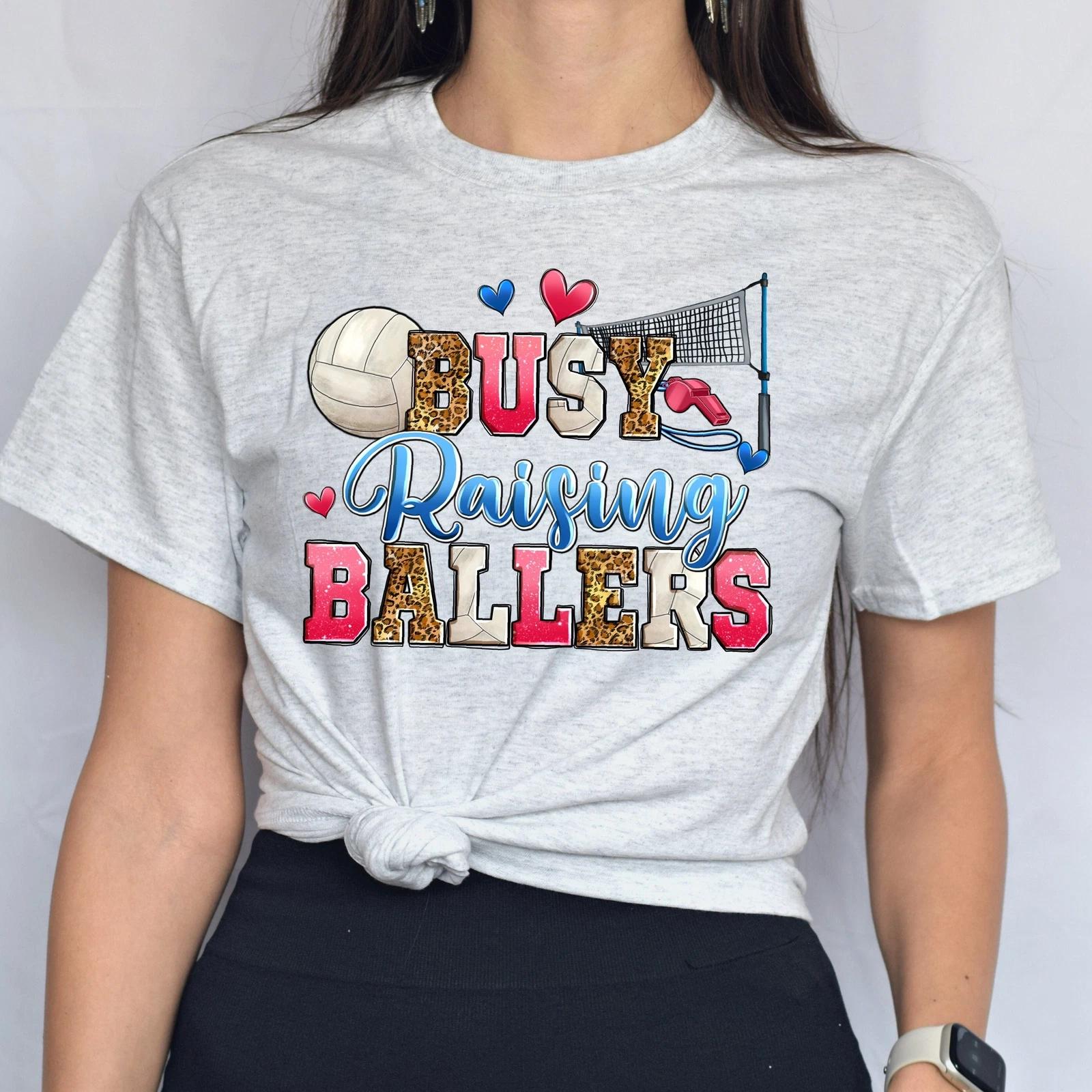 Volleyball - busy raising ballers Unisex t-shirt volleyball mom tee gift M