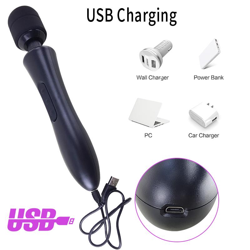 20 Modes Powerful Magic Wand Vibrator for Women Body Massager G Spot Clitoris Stimulator USB Charging Adult Sex Toys for Woman