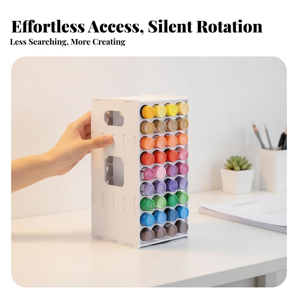 Paint Storage Rack with 72 Compartments Space-Saving for Desk, Artists