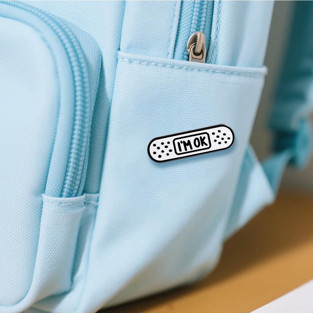 I'm Fine Band-Aid Enamel Brooch: Cute Self-Care Pin - Mental Health Themed Gift Badge