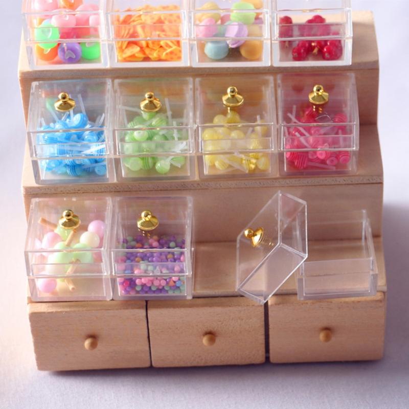 Miniature Supermarket Display Rack/Candy Container for Play House Mini Cabinet Dollhouse Accessory for Girls Pretend for