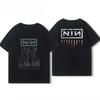 American Mens and Womens Summer Cotton Coat Nine Inch Nails Nine Inch Nails Surrounding Rock Band Short Sleeve Printed Tshirt