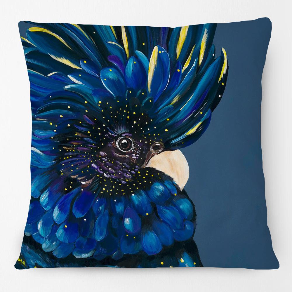 Australia Native Birds Parrots Maggie Black Cockatoo Honeyeater Print Cushion Cover Sofa Decor Pillow Case