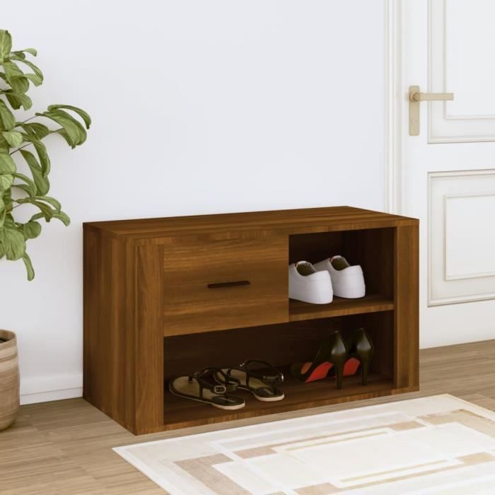 816759 vidaXL Shoe Cabinet Brown Oak 80x35x45 Cm Engineered Wood