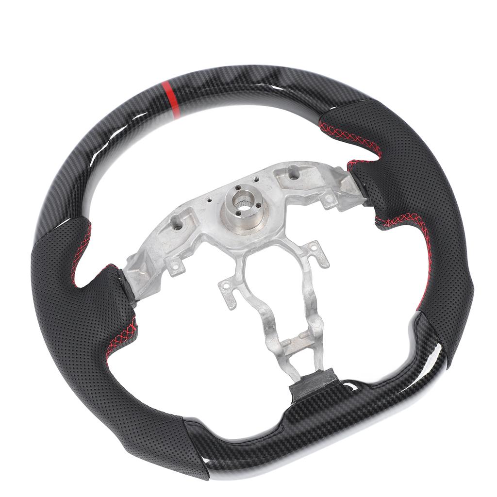 Hydro Dip Steering Wheel Carbon Fiber Look Flat Bottom Perforated Leather Hand Grips for 370z 2009 to 2020