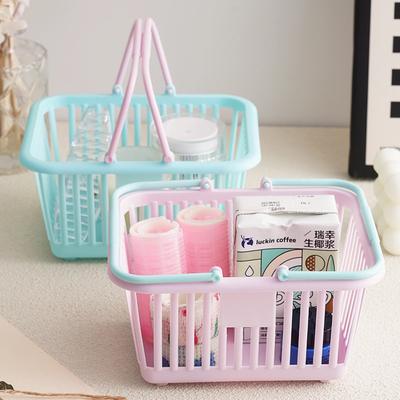Macaron Portable Storage Basket Girl's Heart Sticker Stationery Sundries Accessories Storage Basket Desktop Storage Basket