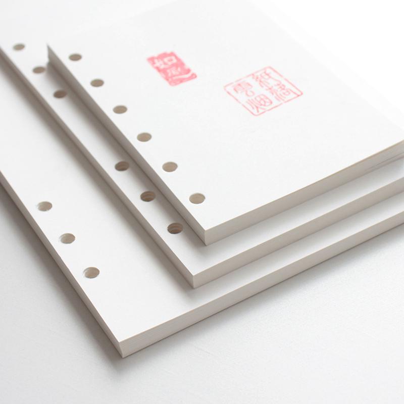 Thickened 120g Blank Loose-Leaf Refill for A6/A7 Travel Stamp Journal Notebook, Six-Hole