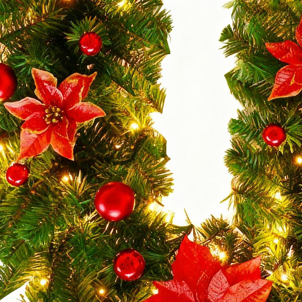 Door Wreath 2.7m Festive Adjustable Realistic Decoration Christmas Artificial Winter Wreaths For Indoor Outdoor Wall Railing