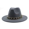 British Jazz Hat Men'S And Women'S Wool Hat Simple Felt Big Eave Hat Tide Flat Edge Hat