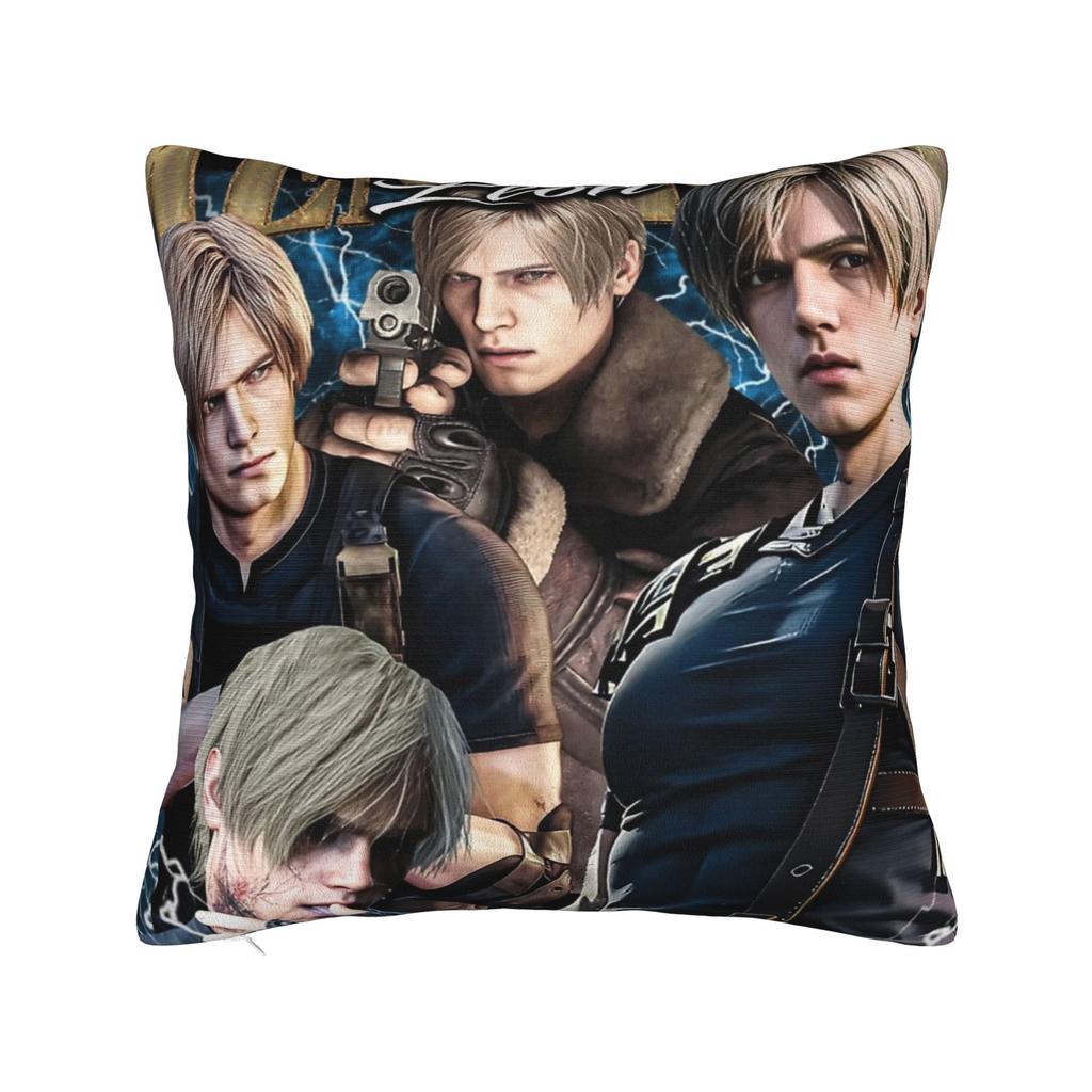 Romantic Pink Bow Leon S Kennedy Pillowcase Printed Fabric Cushion Cover Gift  Throw Pillow Case Cover Home Square 18"