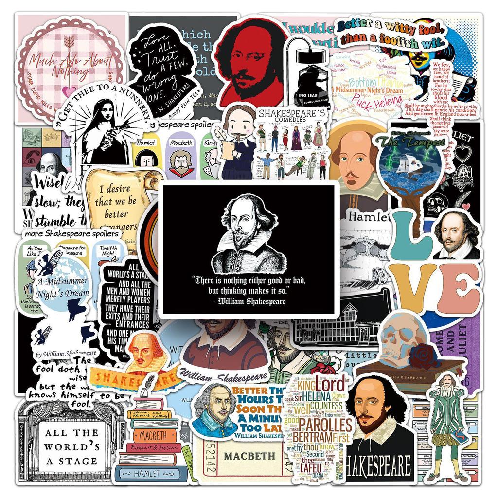 50 Exquisite Shakespeare Stickers: Waterproof, Creative Graffiti for Journaling and Computers