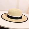 Women's Summer Travel Beach Jazz Hat Seaside Sunshade Sun Protection Straw Hat Flat Top British Hat Straw Woven