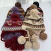 Fair Island Wind Hairball Knitted Wool Hat Women's Year Autumn and Winter Hat Cold Ear Protection Hat Retro Lei Feng Hat