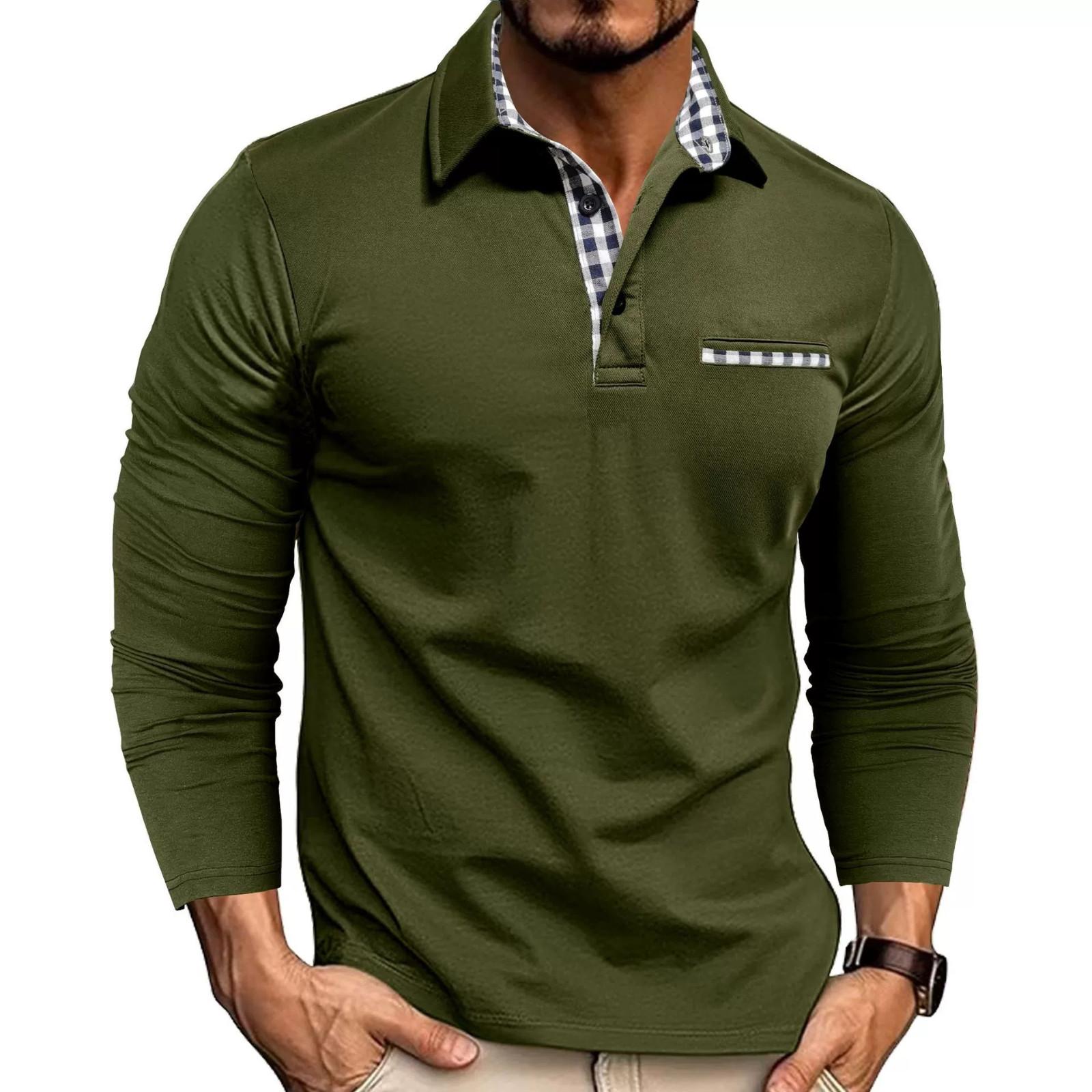 Breathable Color Collar Men s Long Sleeved Shirt S