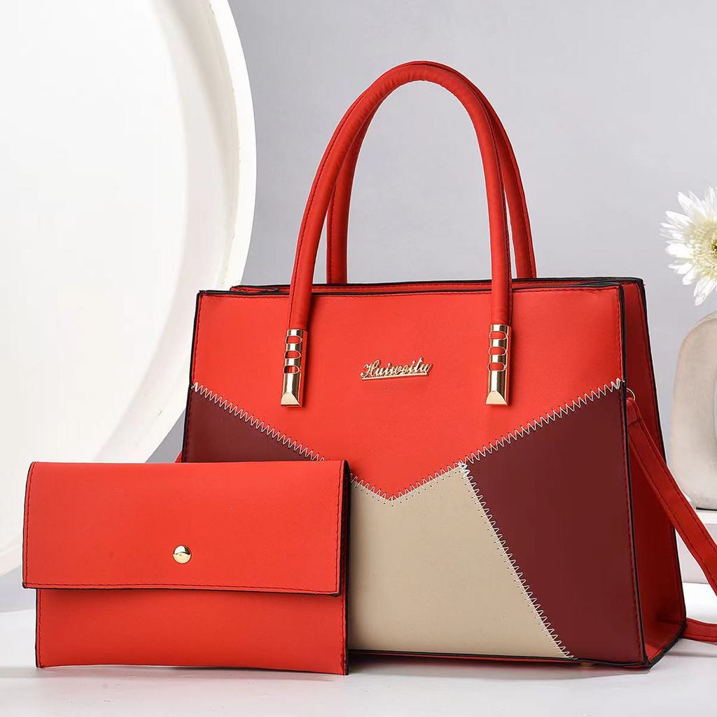 Pu Large Capacity Shoulder Bag With Color Block Splicing For Daily Use