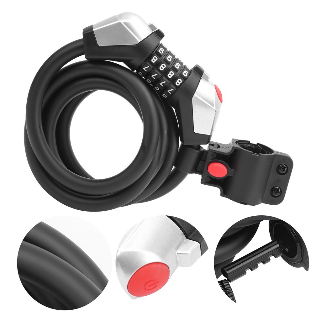150cm 59in Fahrrad Sicherheitsschloss mit Stahlseil 4 Passwörter Keless Verriegelung Fahrradzubehör