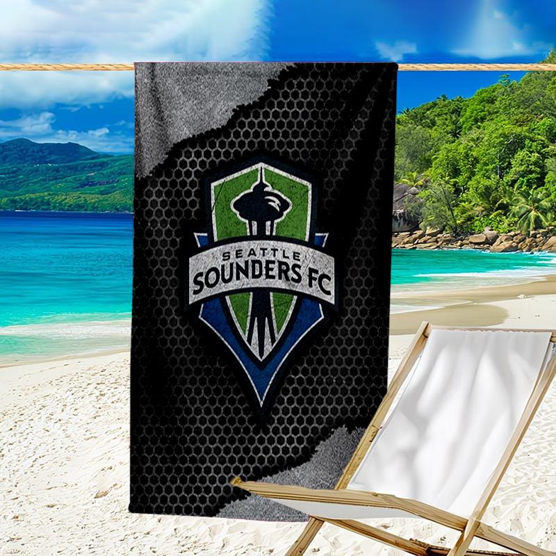 Sea-ttle Fc Logo Printed Beach Towel, Super Soft Microfiber, Perfect Gift Birthday, for Pool, Beach, Travel, for family and friends